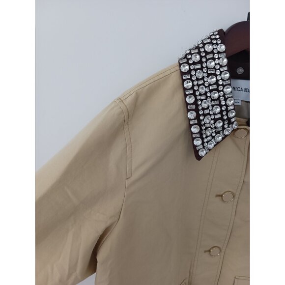 Veronica Beard Arlen Dickey Crystal-Embroidered Coated-Cotton Statement Coat - Picture 6 of 10